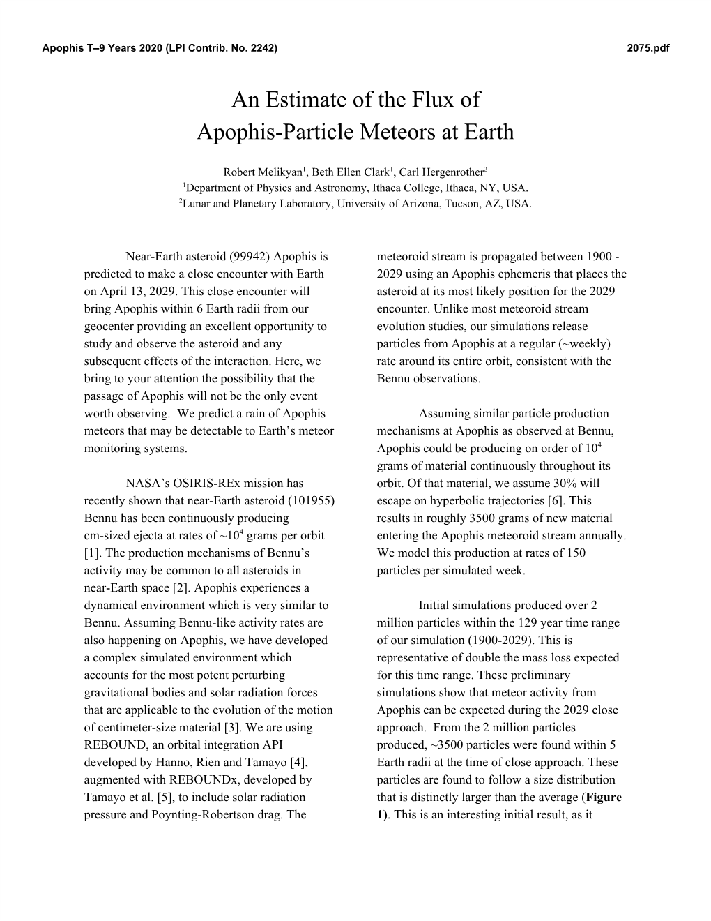 An Estimate of the Flux of Apophis-Particle Meteors at Earth