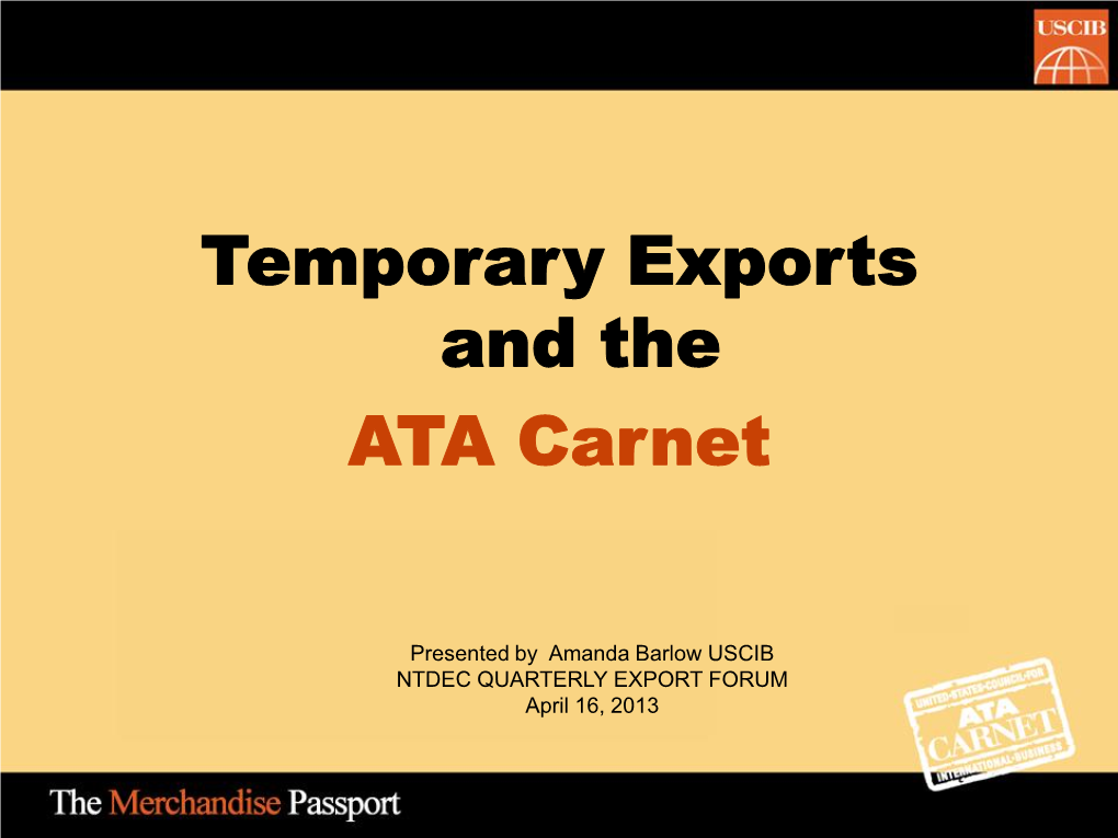 Temporary Exports and the ATA Carnet