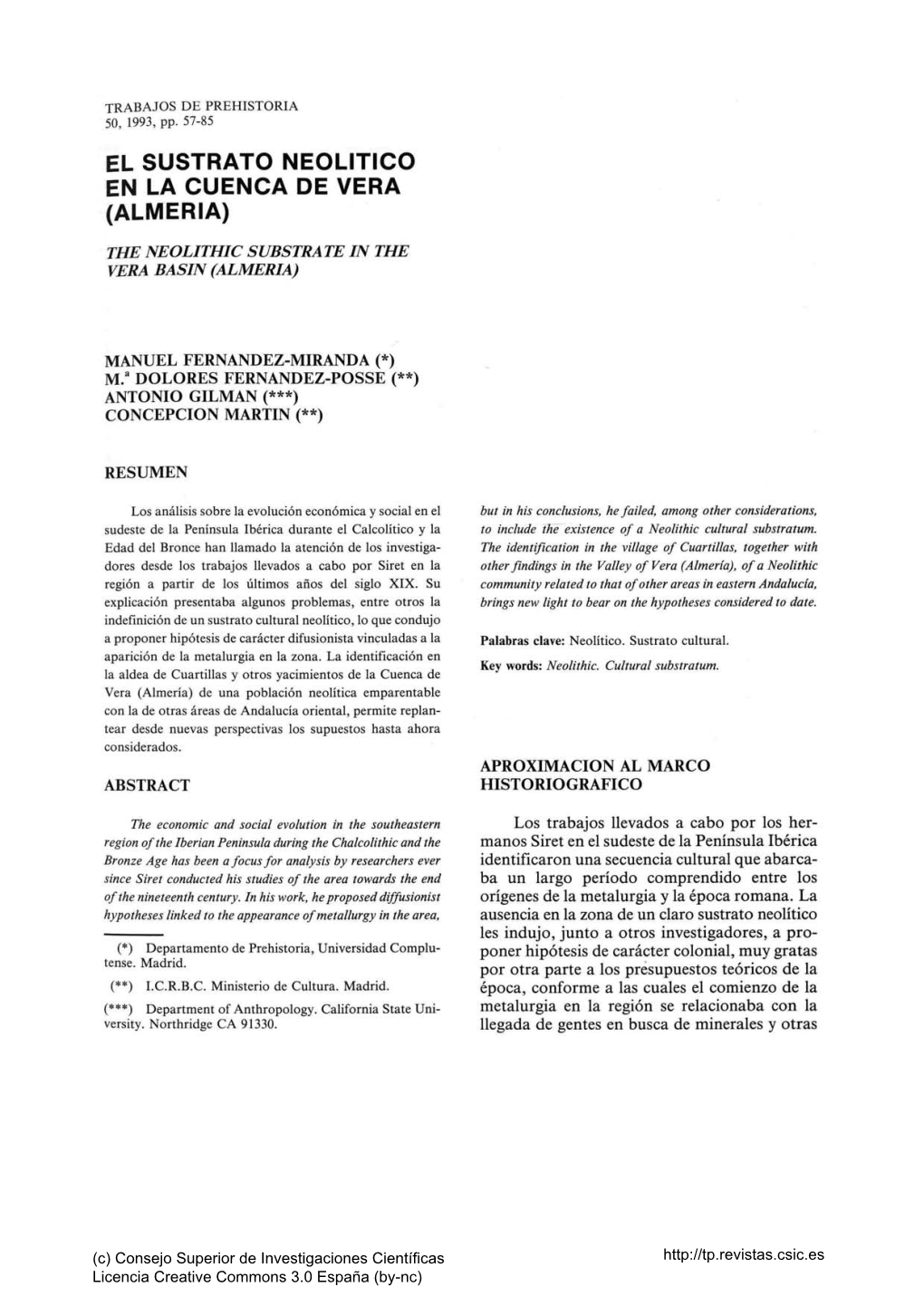 El Sustrato Neolítico En La Cuenca De Vera (Almería); the Neolithic Substrate in the Vera Basin (Almería)