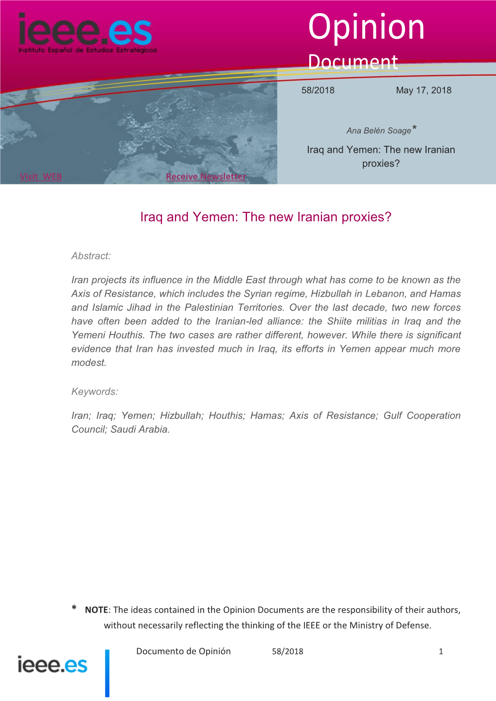 Iraq and Yemen: the New Iranian Proxies? Visit WEB Receive Newsletter