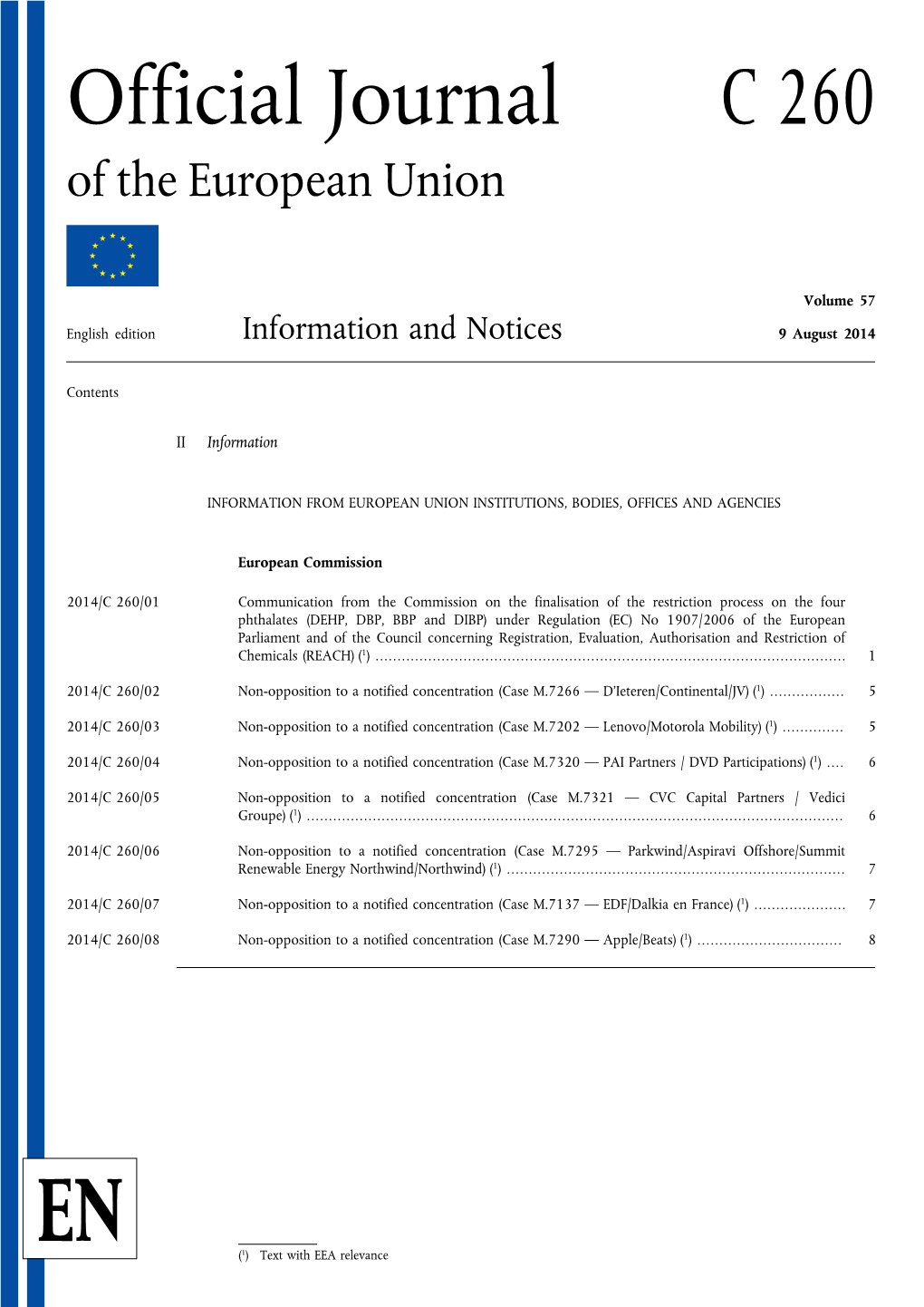 Official Journal C 260 of the European Union