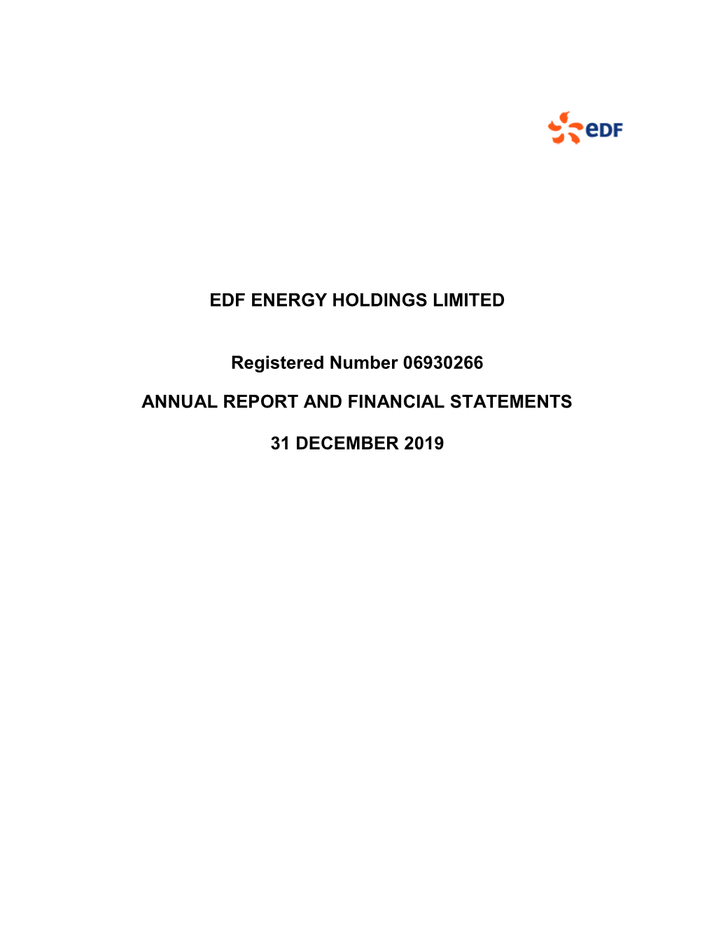 EDF ENERGY HOLDINGS LIMITED Registered Number 06930266