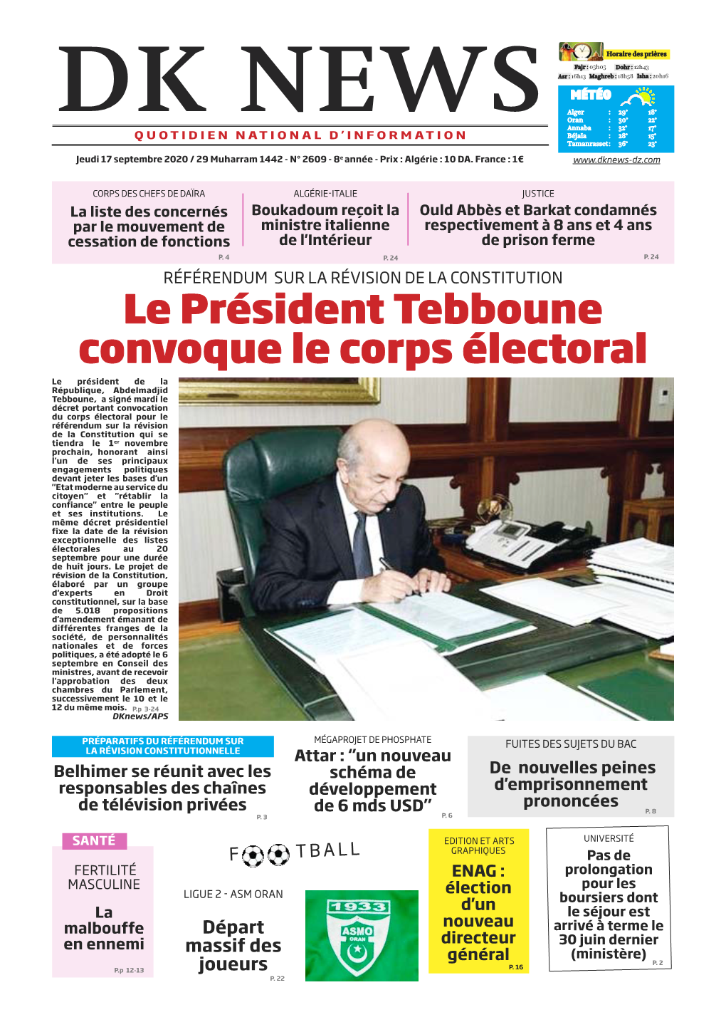 Le Président Tebboune Convoque Le Corps Électoral