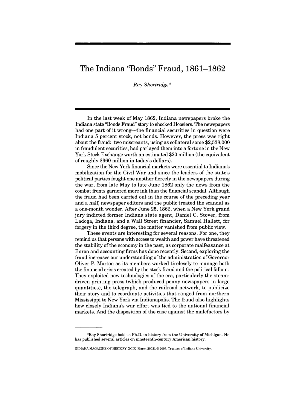 Fraud, 1861-1862