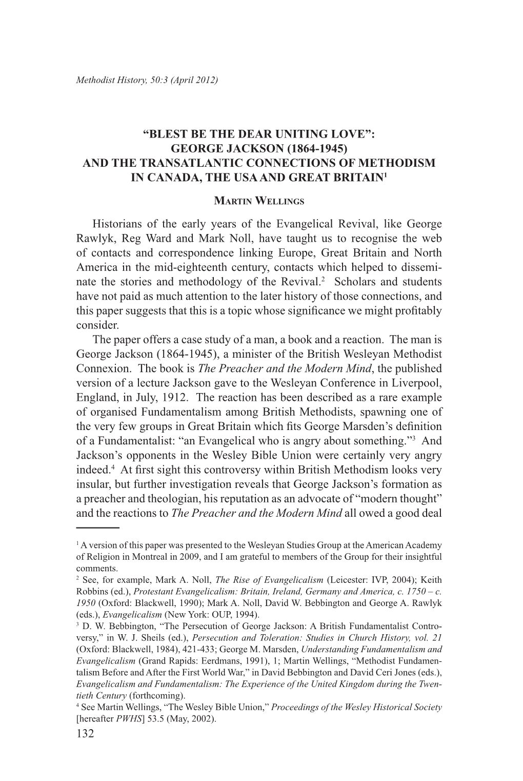 “Blest Be the Dear Uniting Love”: George Jackson (1864-1945) and the Transatlantic Connections of Methodism in Canada, the USA and Great Britain