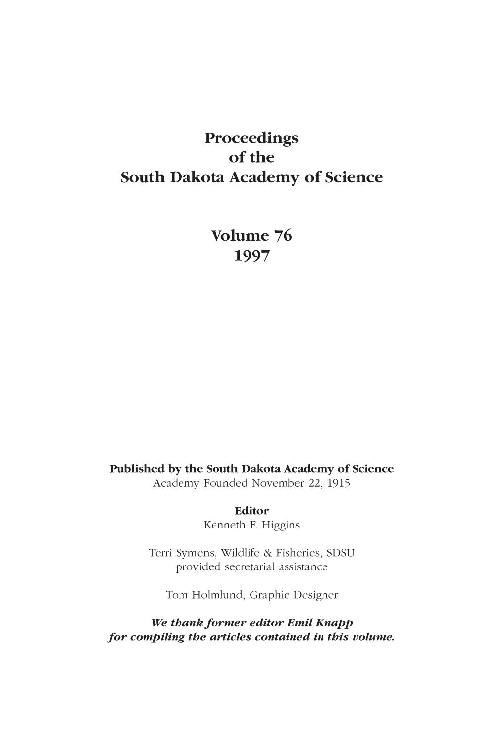 Proceedings of SDAS 1997