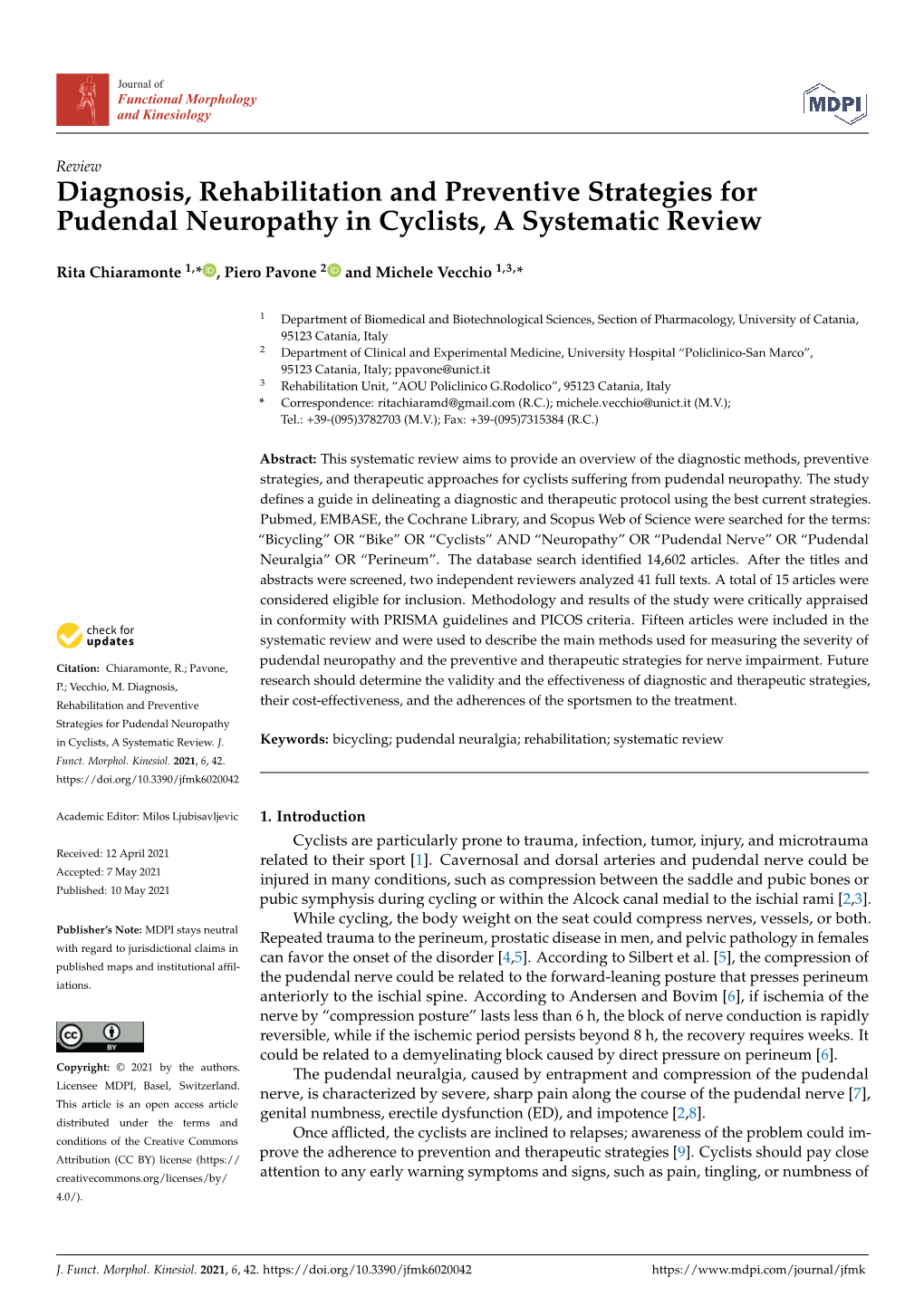 Diagnosis, Rehabilitation and Preventive Strategies for Pudendal Neuropathy in Cyclists, a Systematic Review