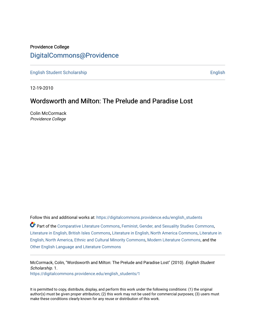 Wordsworth and Milton: the Prelude and Paradise Lost