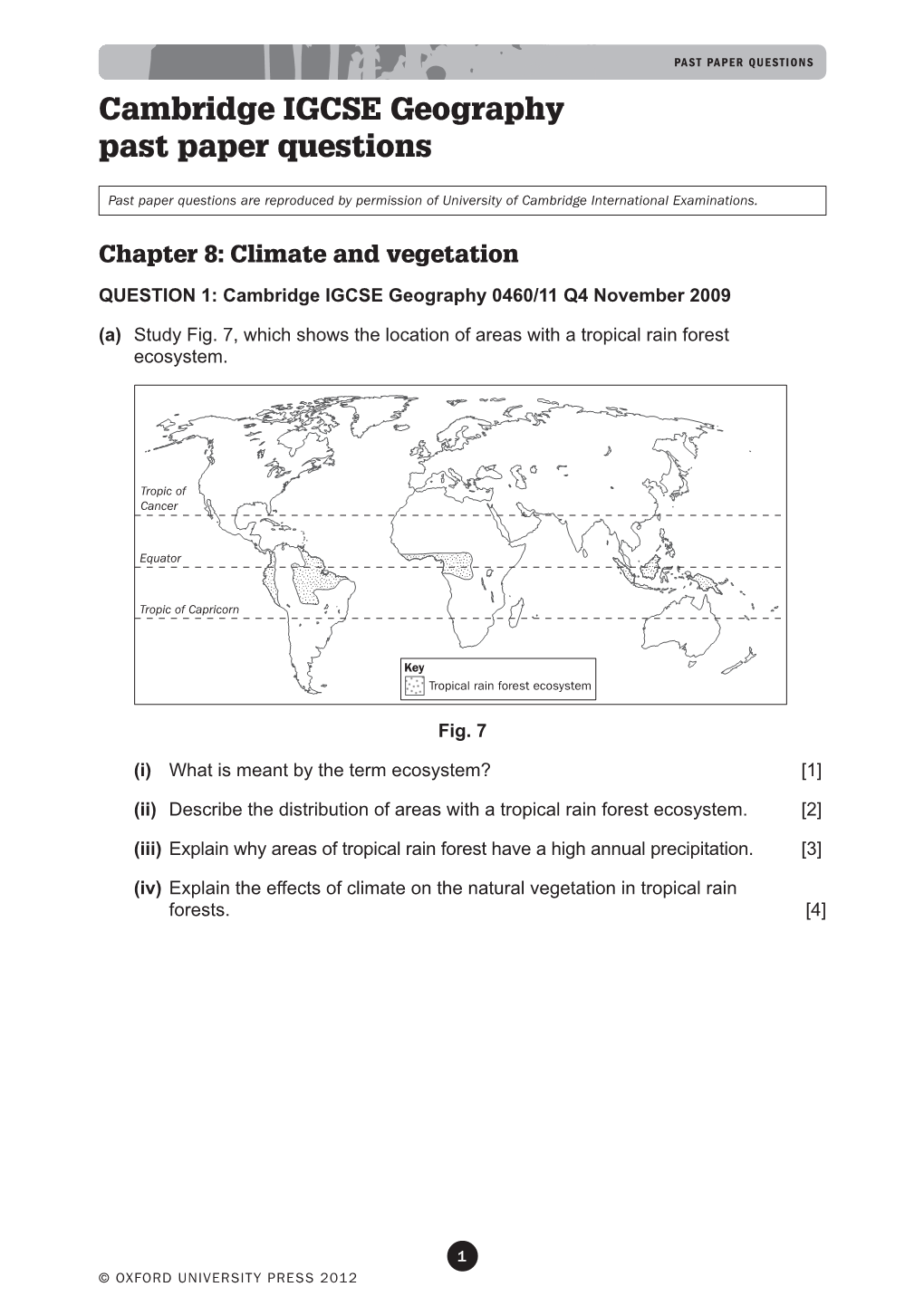 Cambridge IGCSE Geography Past Paper Questions