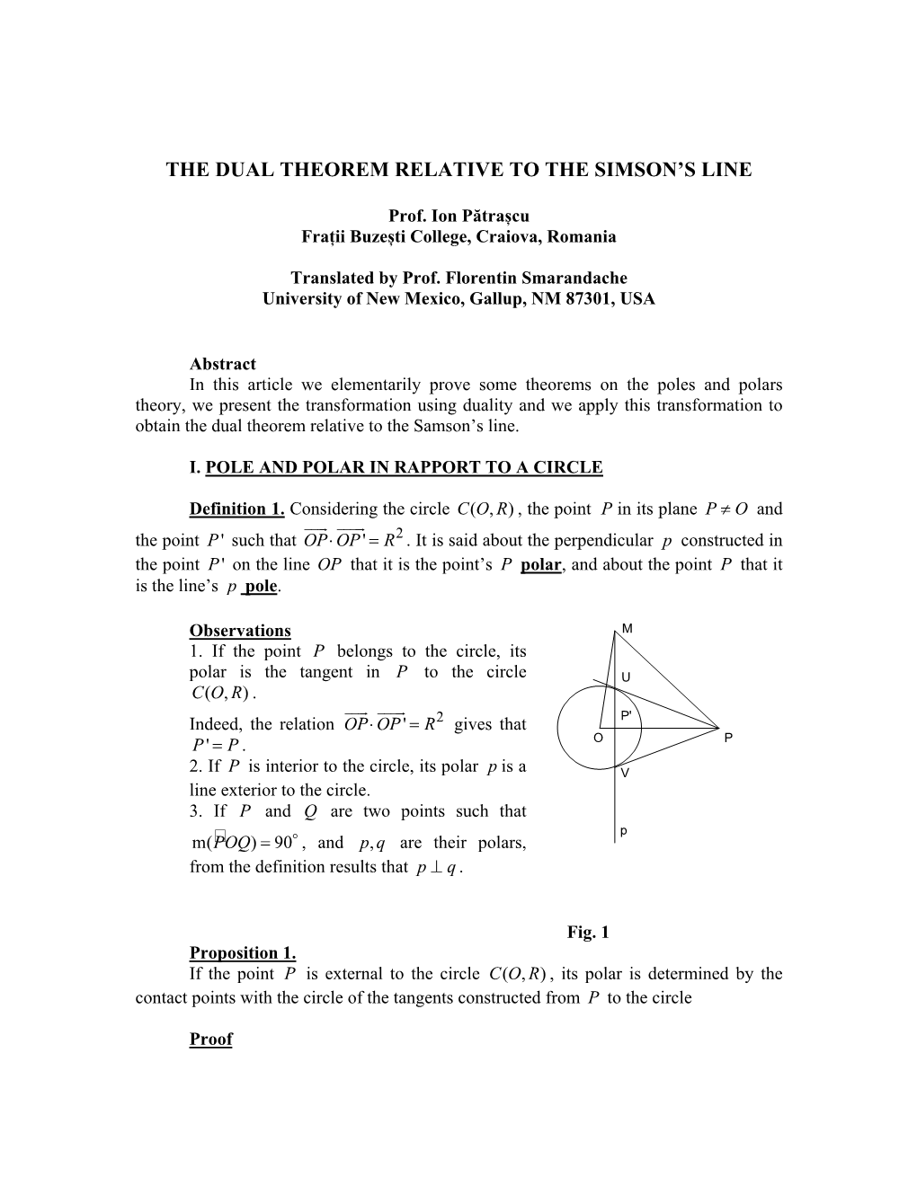 The Dual Theorem Relative to the Simson's Line