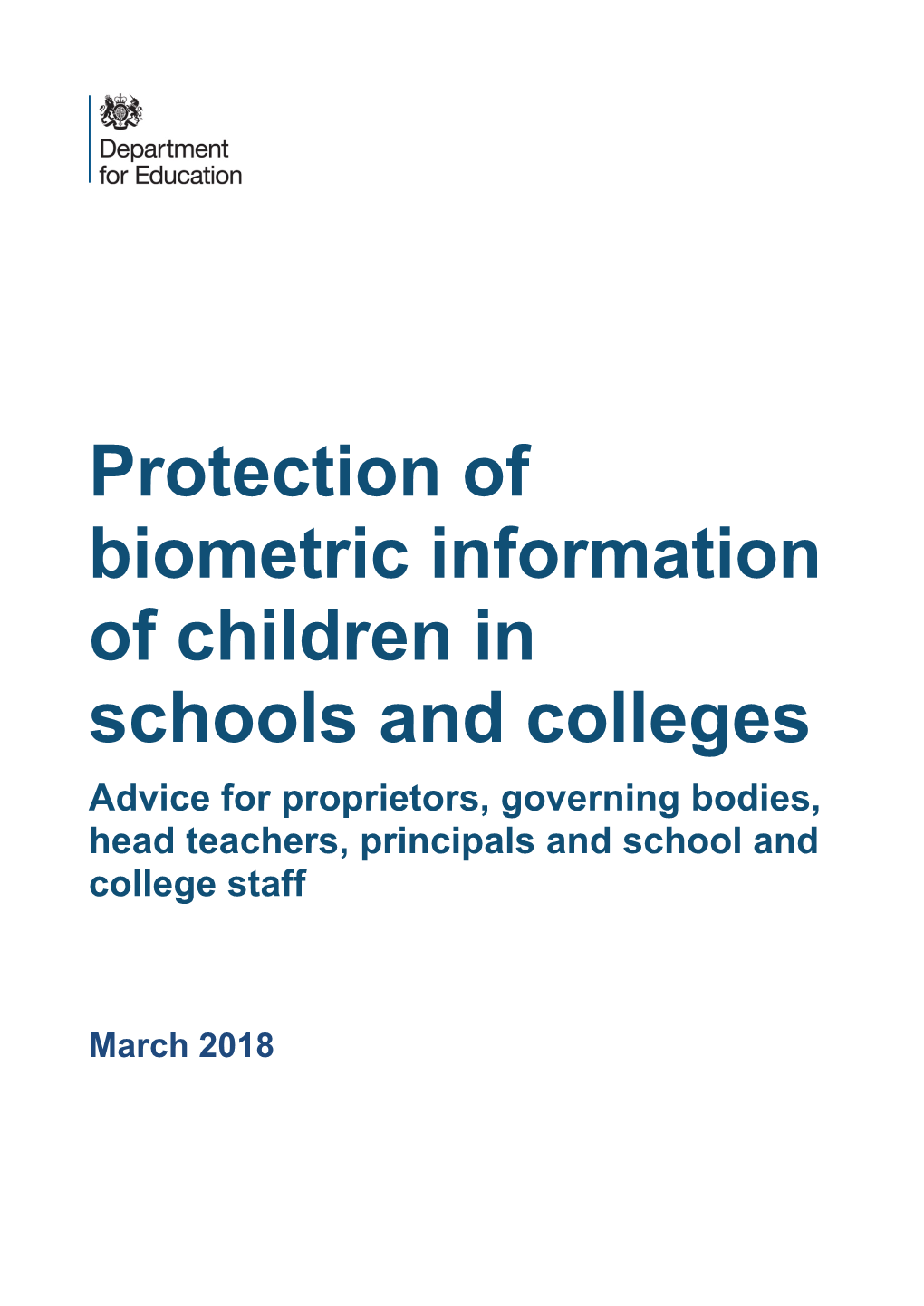 Protection of Biometric Information of Children in Schools and Colleges