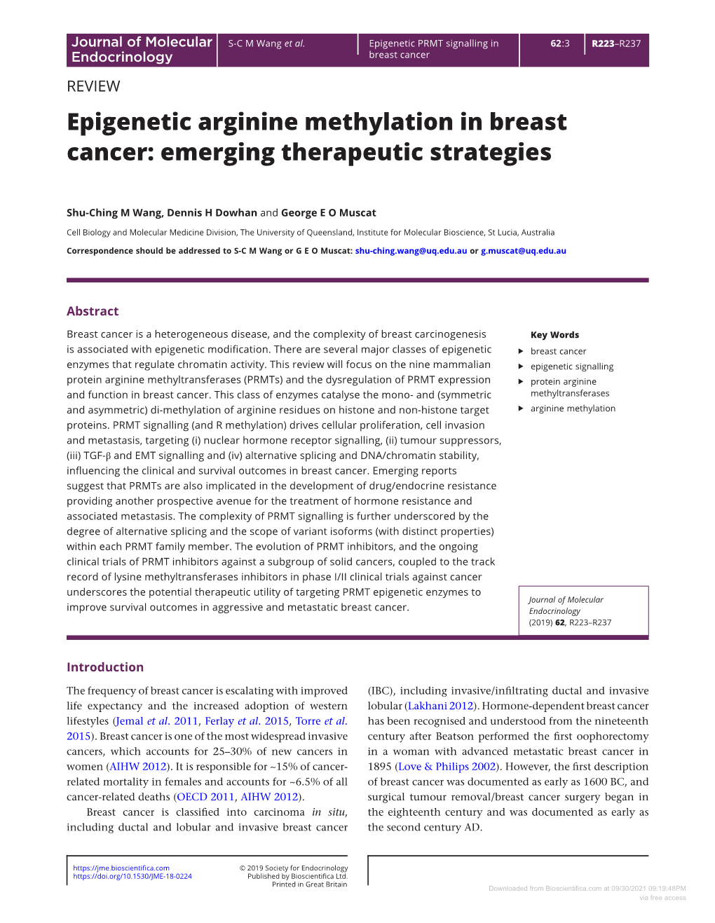 Epigenetic Arginine Methylation in Breast Cancer: Emerging Therapeutic Strategies