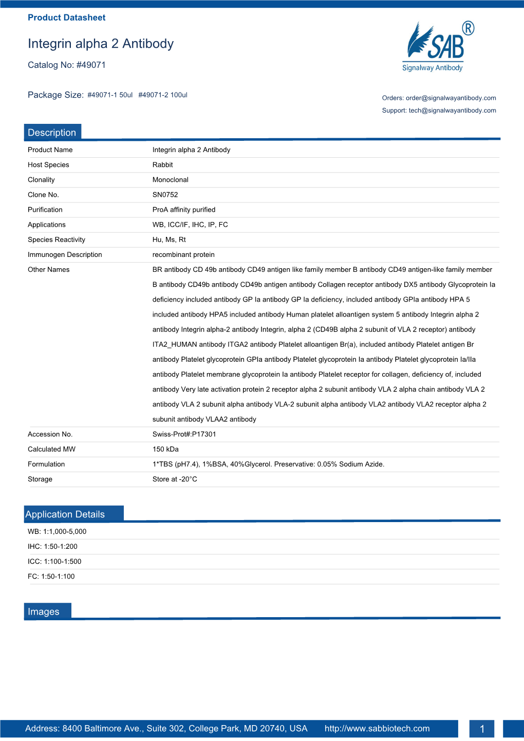 Integrin Alpha 2 Antibody