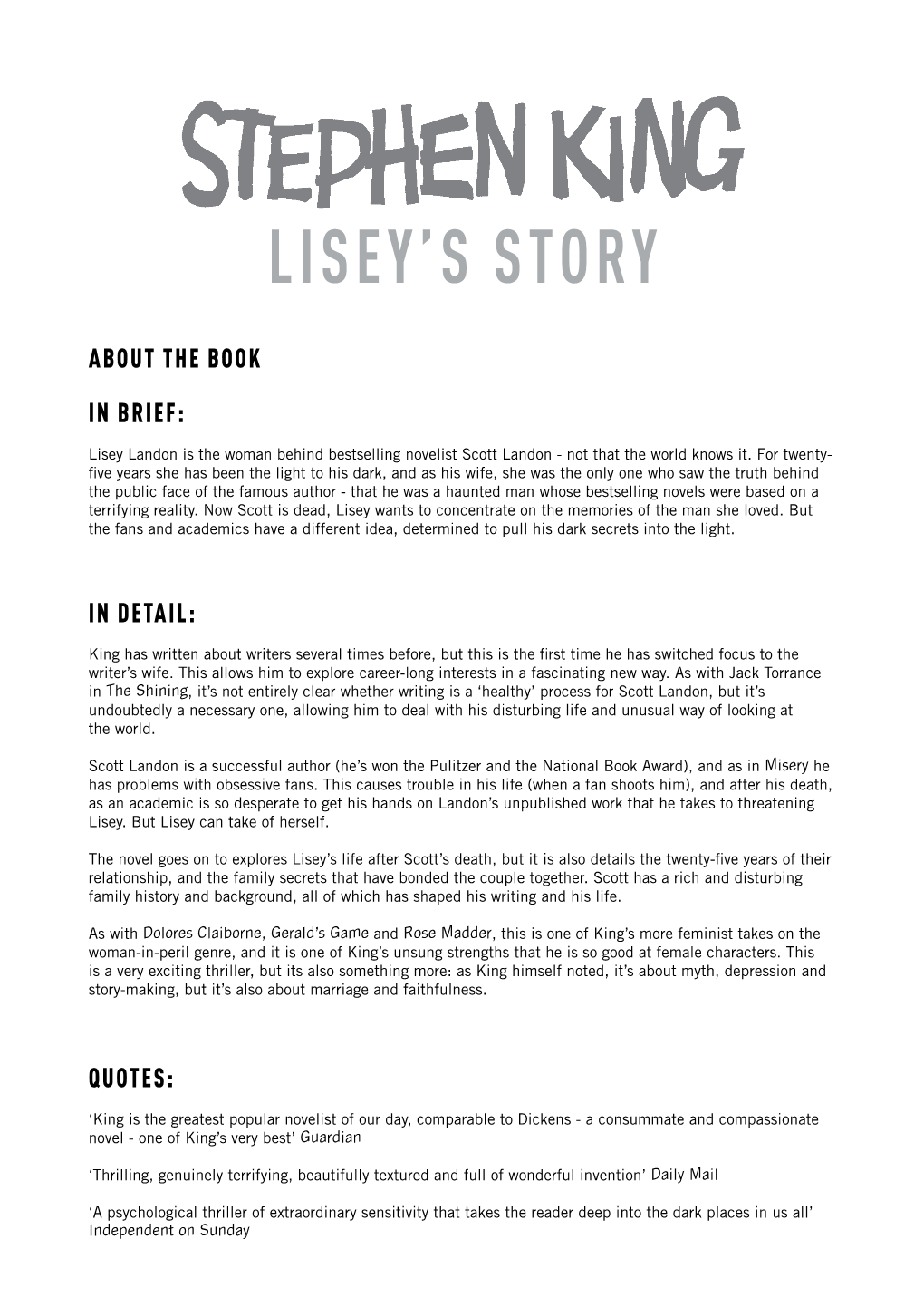 Lisey's Story