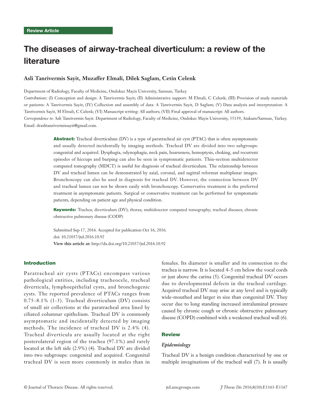 The Diseases of Airway-Tracheal Diverticulum: a Review of the Literature