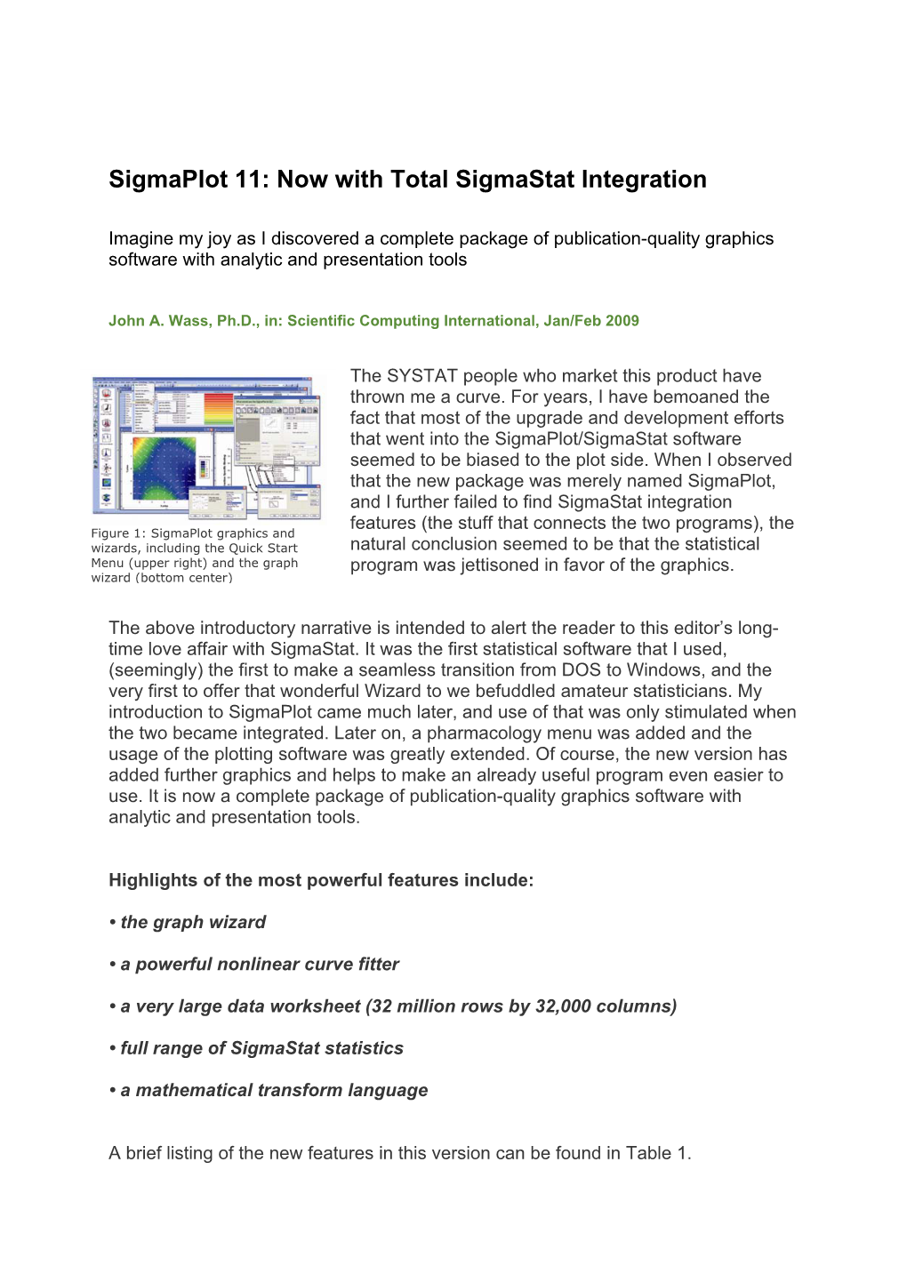 Sigmaplot 11: Now with Total Sigmastat Integration