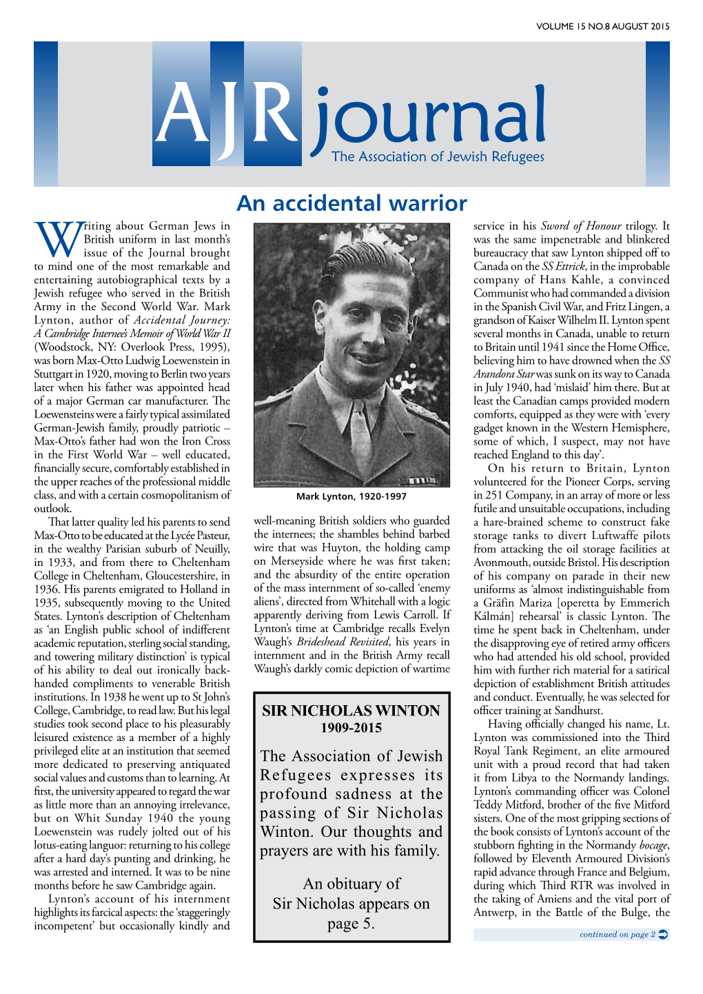 An Accidental Warrior Riting About German Jews in Service in His Sword of Honour Trilogy