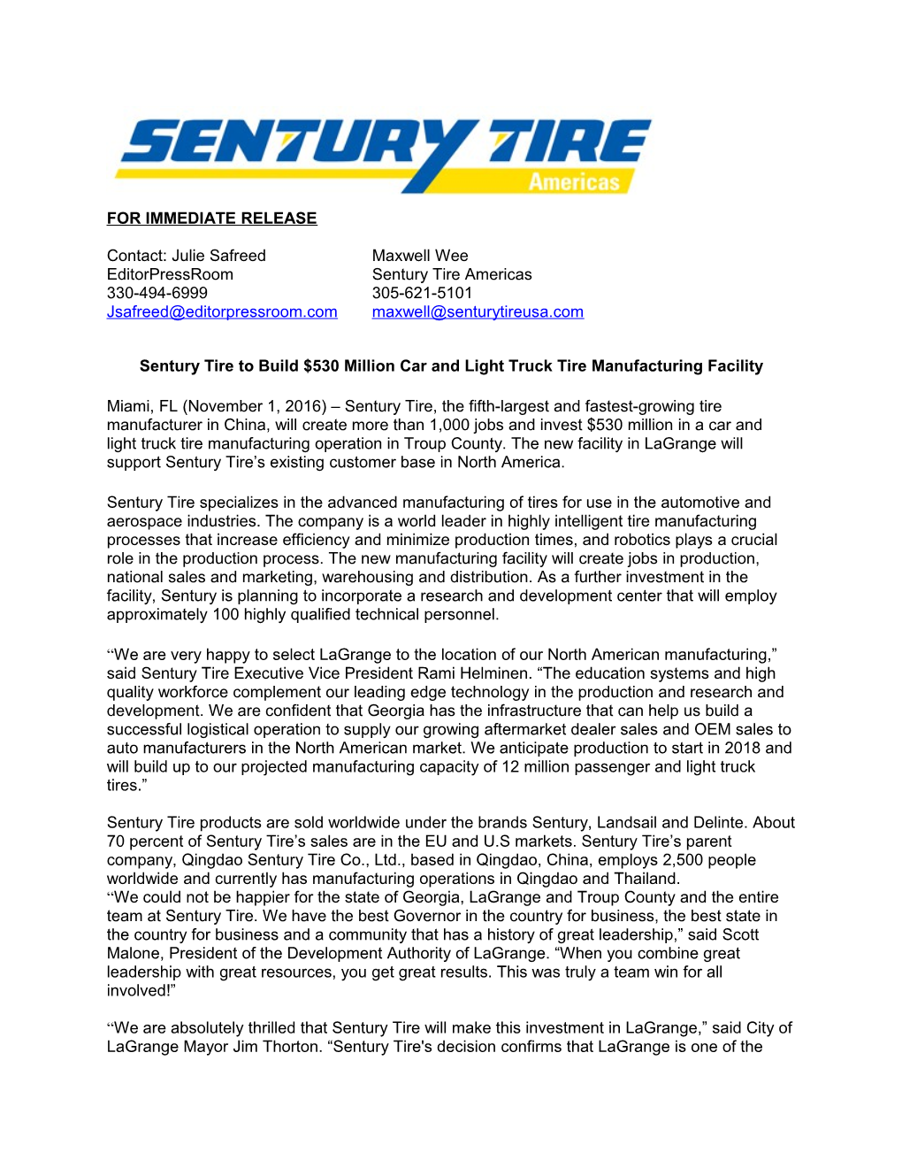 For Immediate Release s232