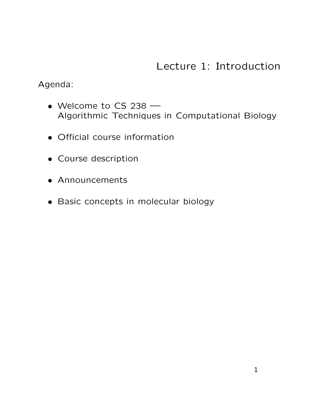 Lecture 1: Introduction