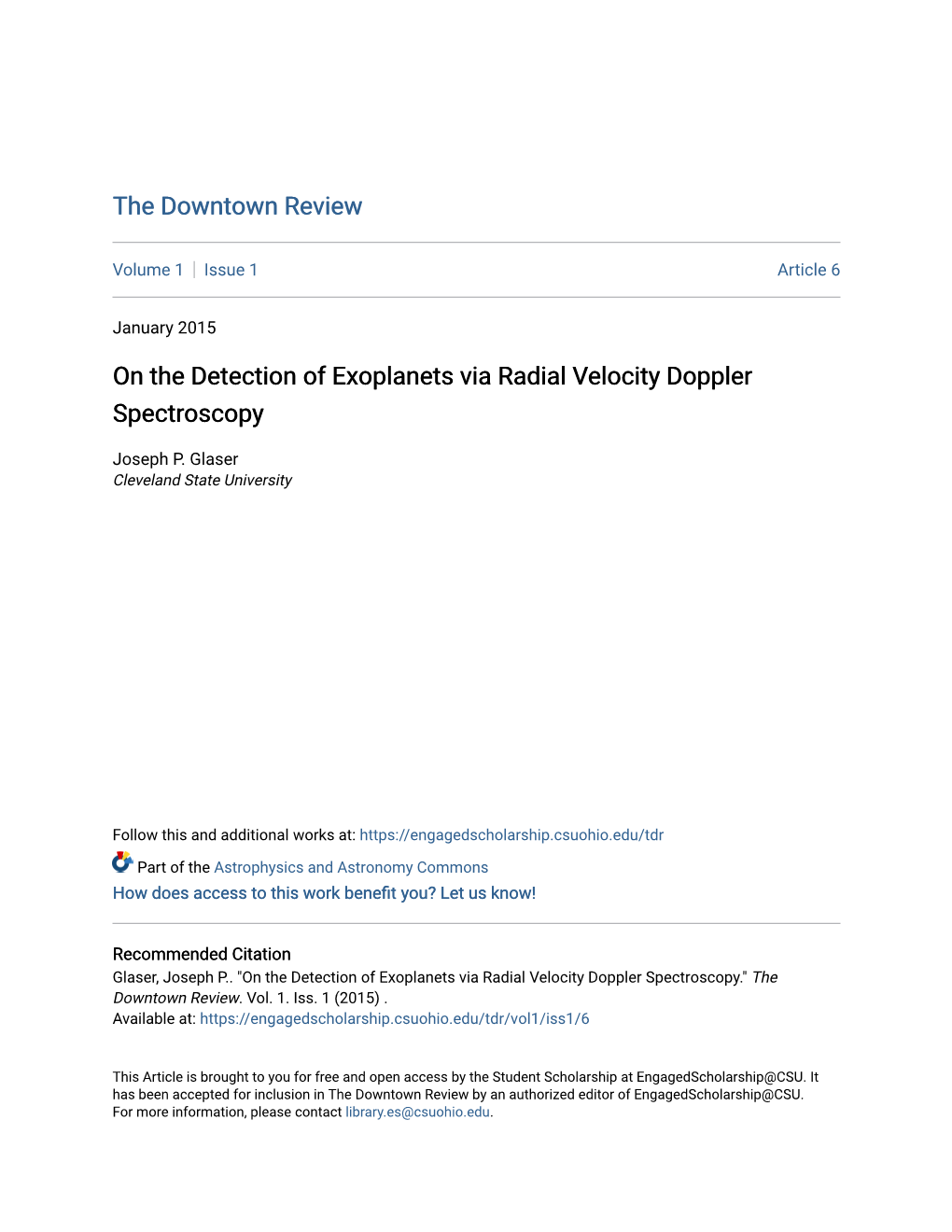 On the Detection of Exoplanets Via Radial Velocity Doppler Spectroscopy