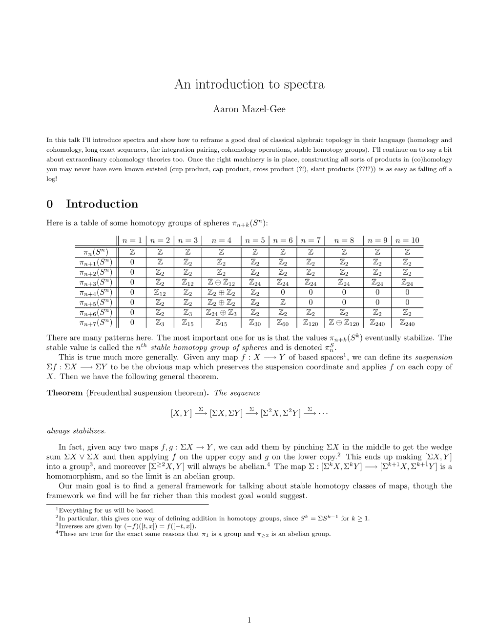 An Introduction to Spectra