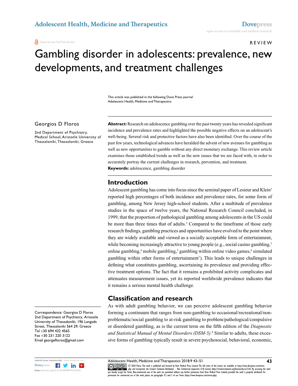 Gambling Disorder in Adolescents: Prevalence, New Developments, and Treatment Challenges