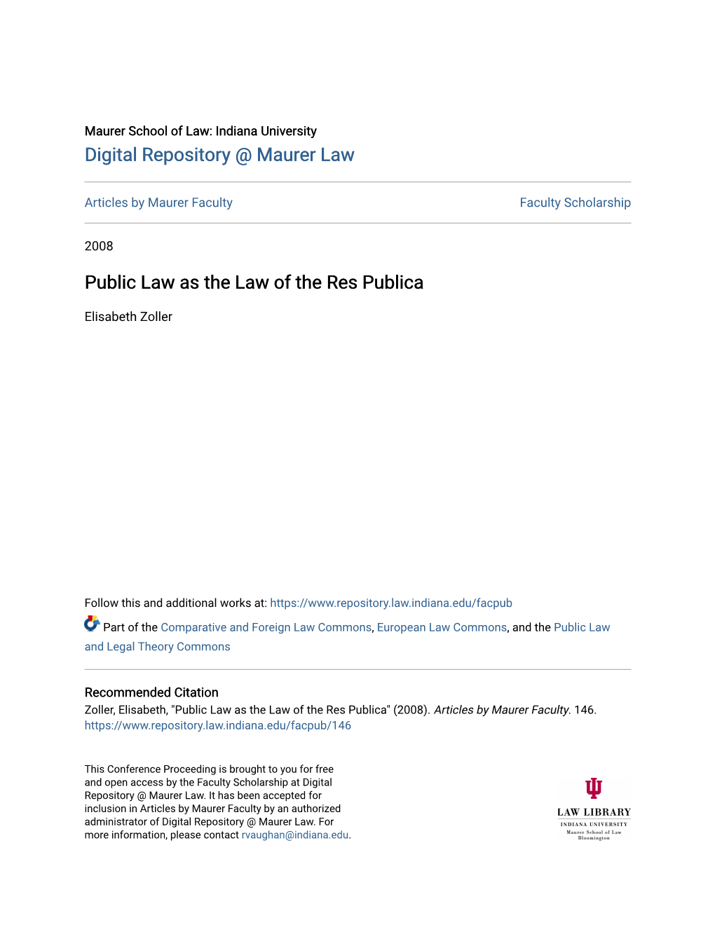 Public Law As the Law of the Res Publica