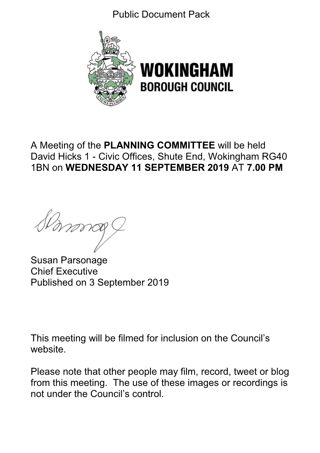 (Public Pack)Agenda Document for Planning Committee, 11/09/2019