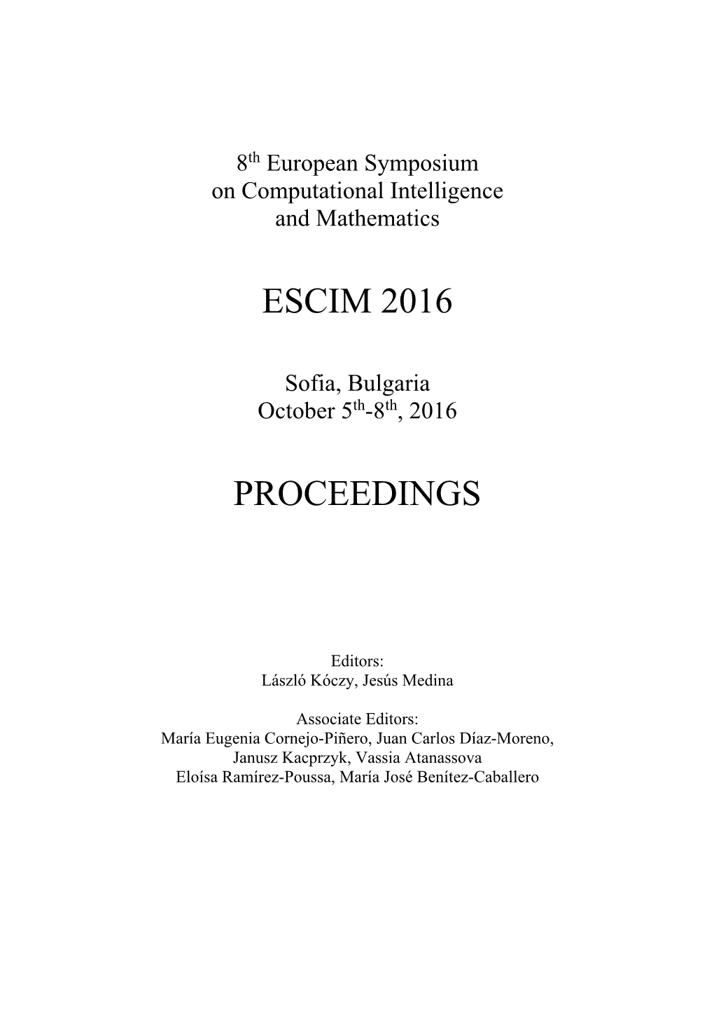 Proceedings ESCIM 2016