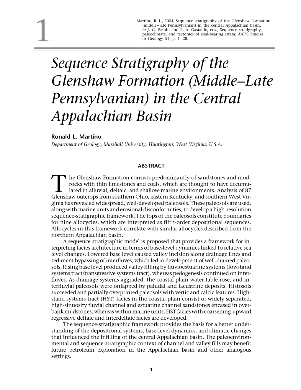 Chapter 1: Sequence Stratigraphy of the Glenshaw Formation