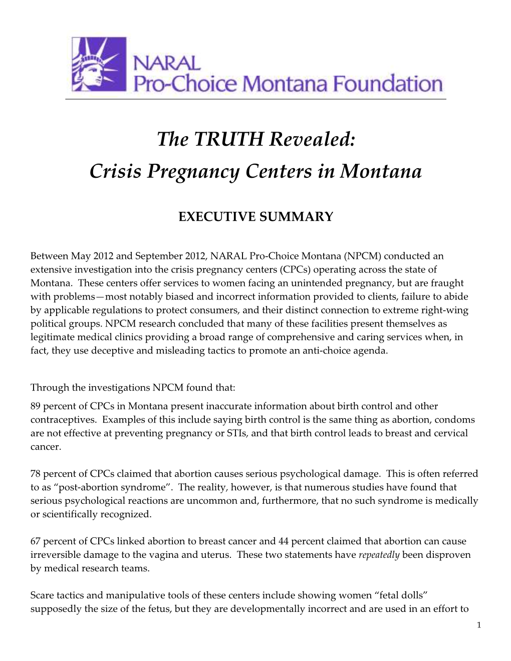 Crisis Pregnancy Centers in Montana