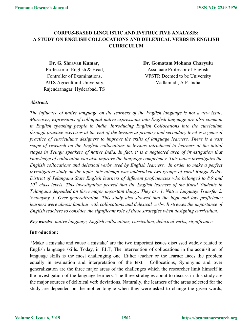 A Study on English Collocations and Delexical Verbs in English Curriculum