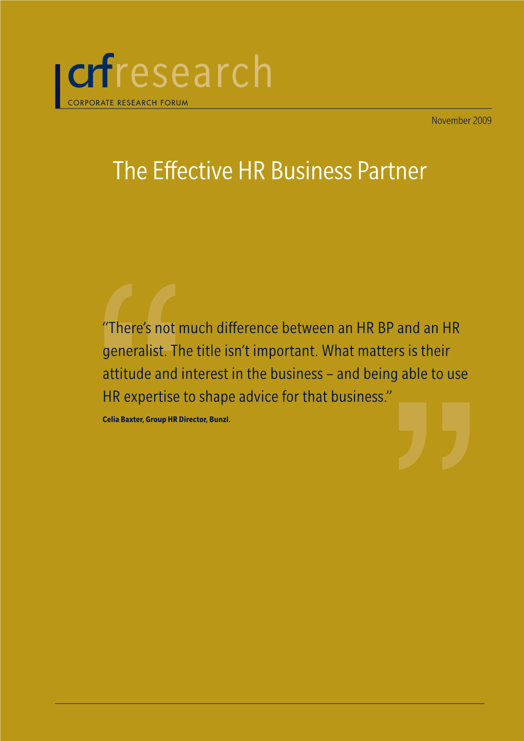 The Effective HR Business Partner