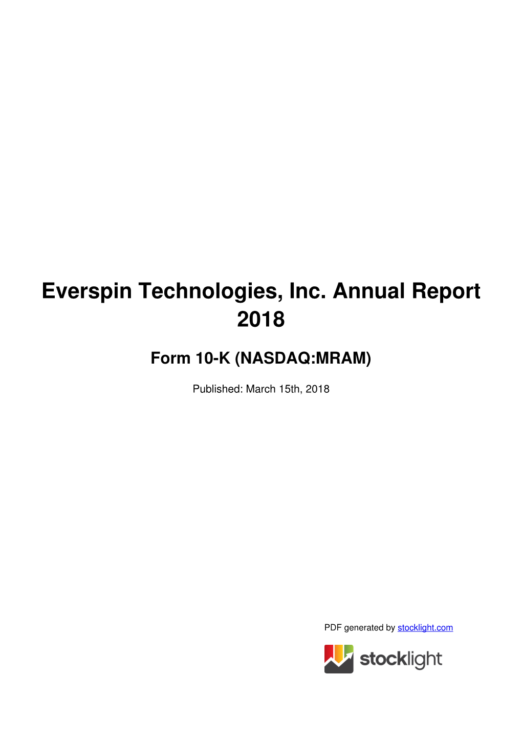 Everspin Technologies, Inc. Annual Report 2018