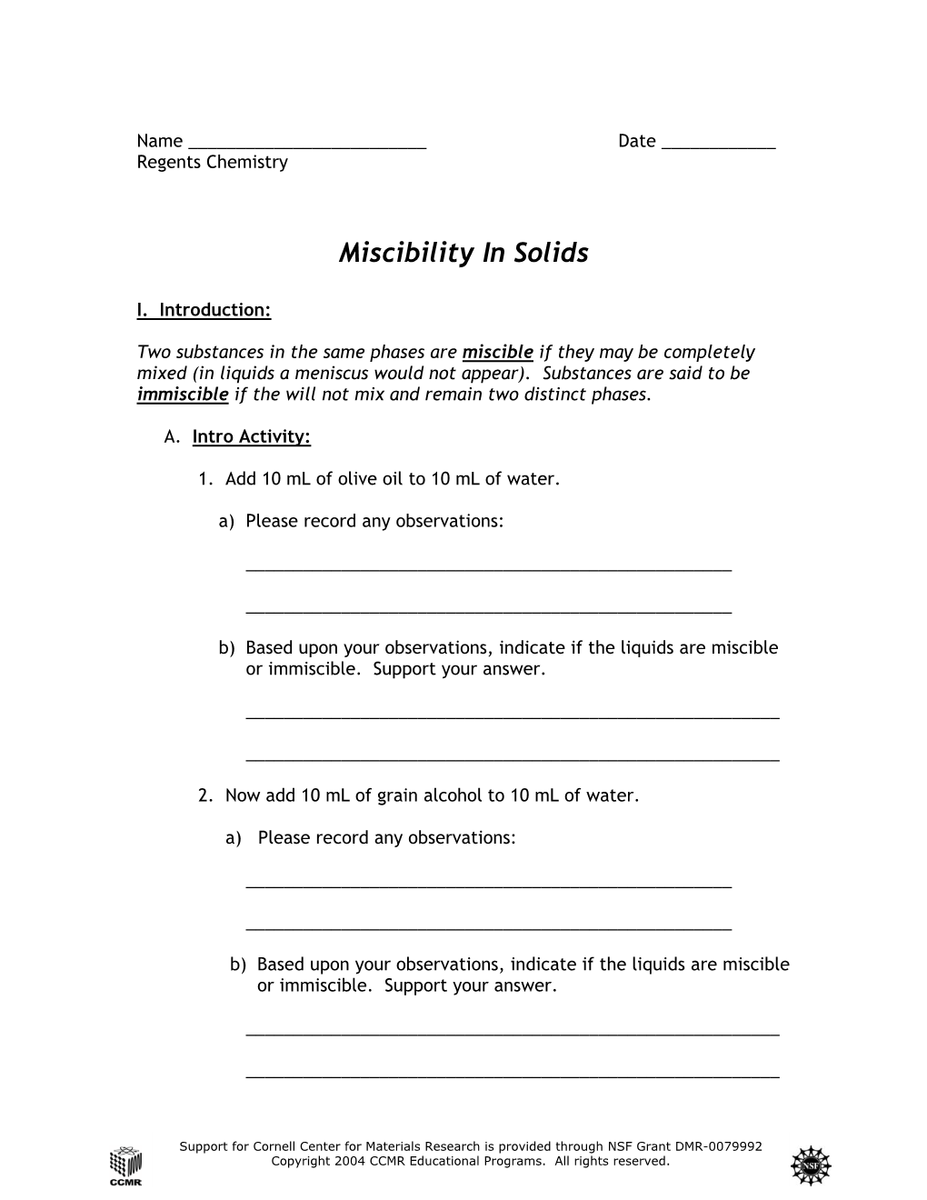 Miscibility in Solids