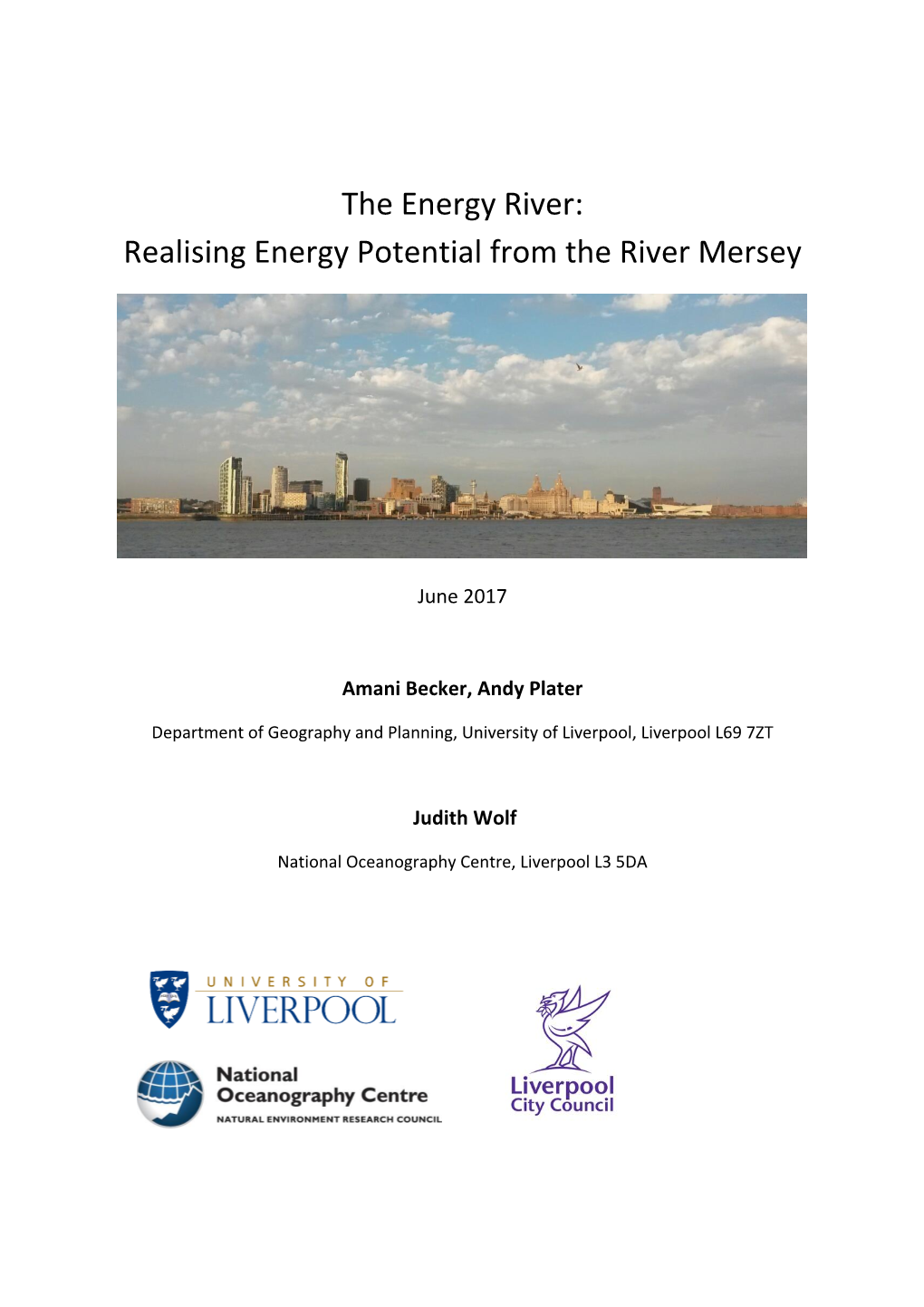 The Energy River: Realising Energy Potential from the River Mersey