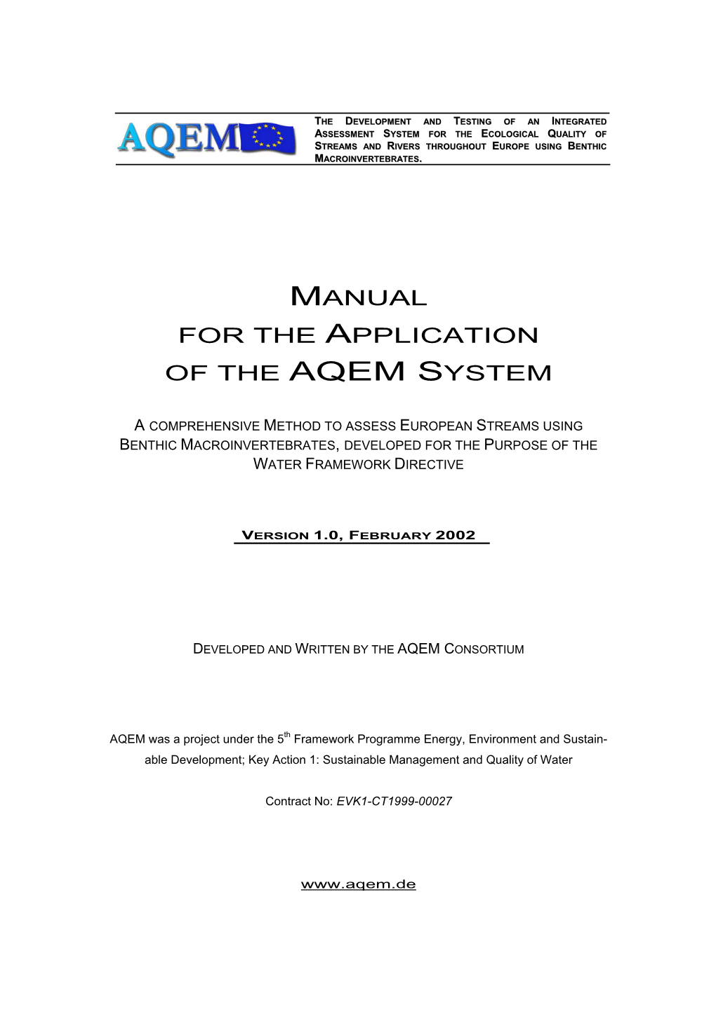 Manual for the Application of the Aqem System