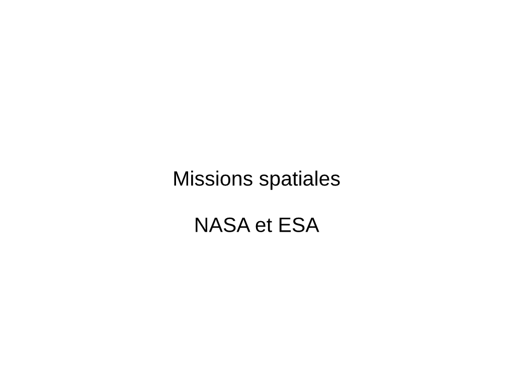 Missions Spatiales NASA Et