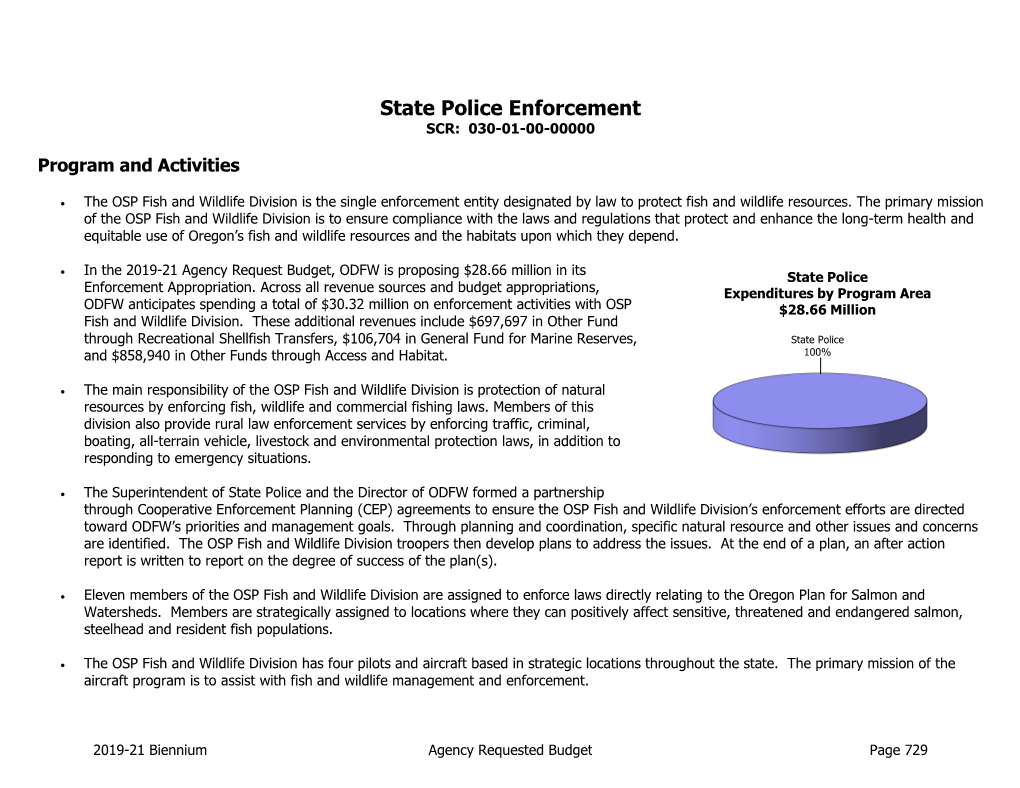 State Police Enforcement SCR: 030-01-00-00000