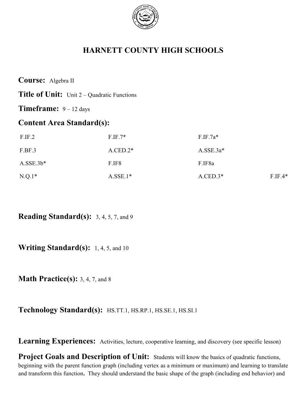 Harnett County High Schools