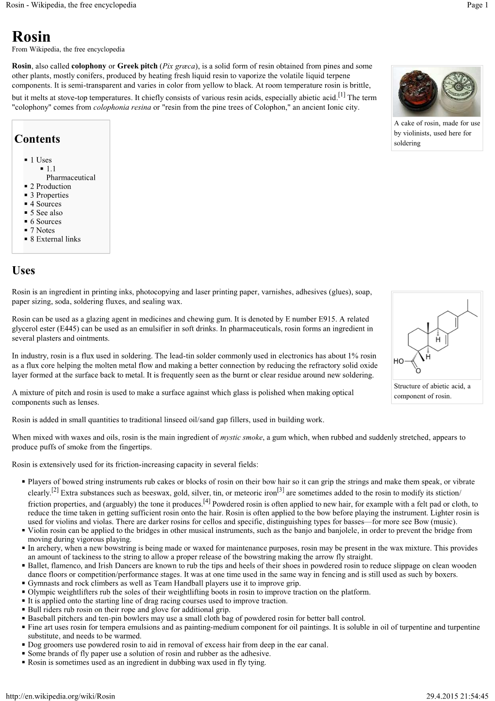 Rosin - Wikipedia, the Free Encyclopedia Page 1