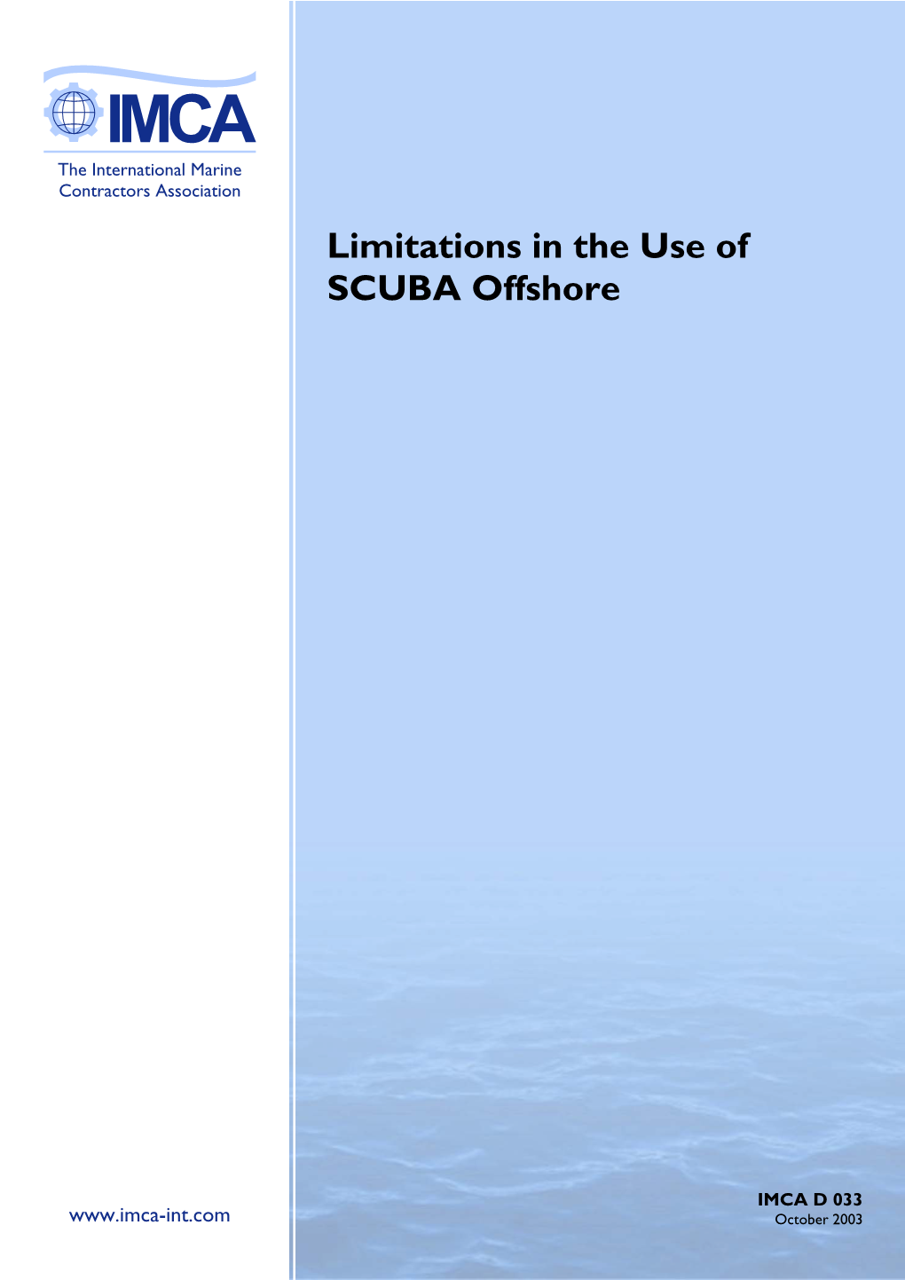 IMCA D033 Limitations in the Use of Scuba Offshore