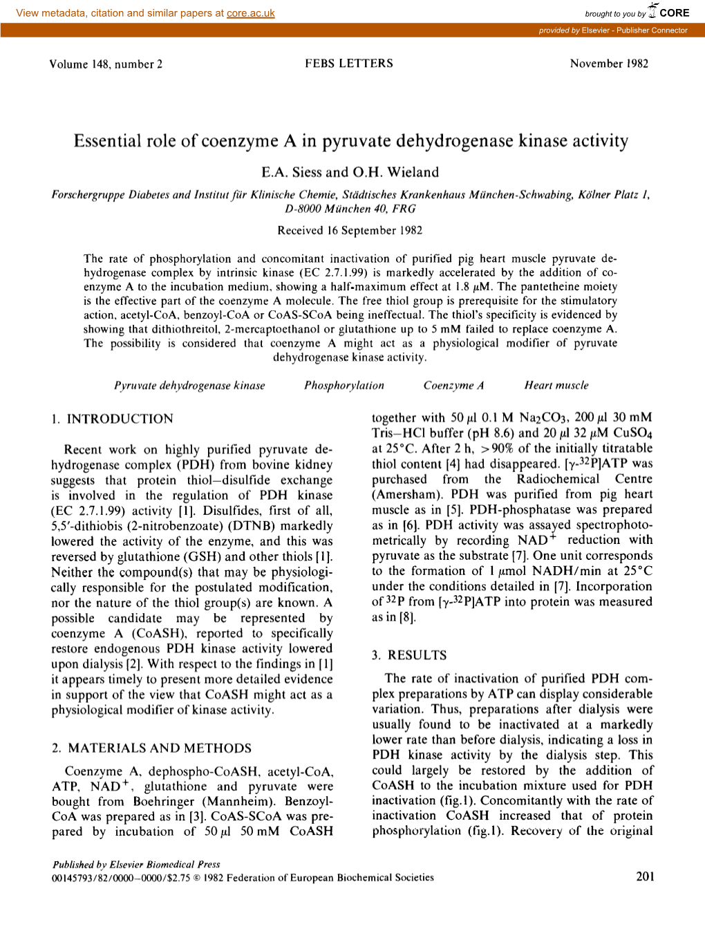 Essential Role of Coenzyme a in Pyruvate Dehydrogenase Kinase Activity