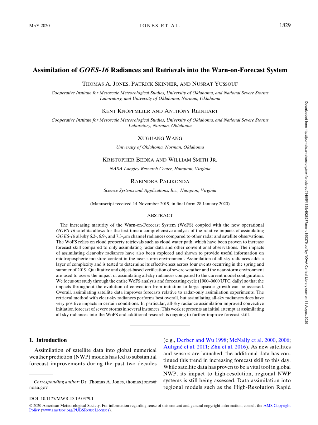 Assimilation of GOES-16 Radiances and Retrievals Into the Warn-On-Forecast System