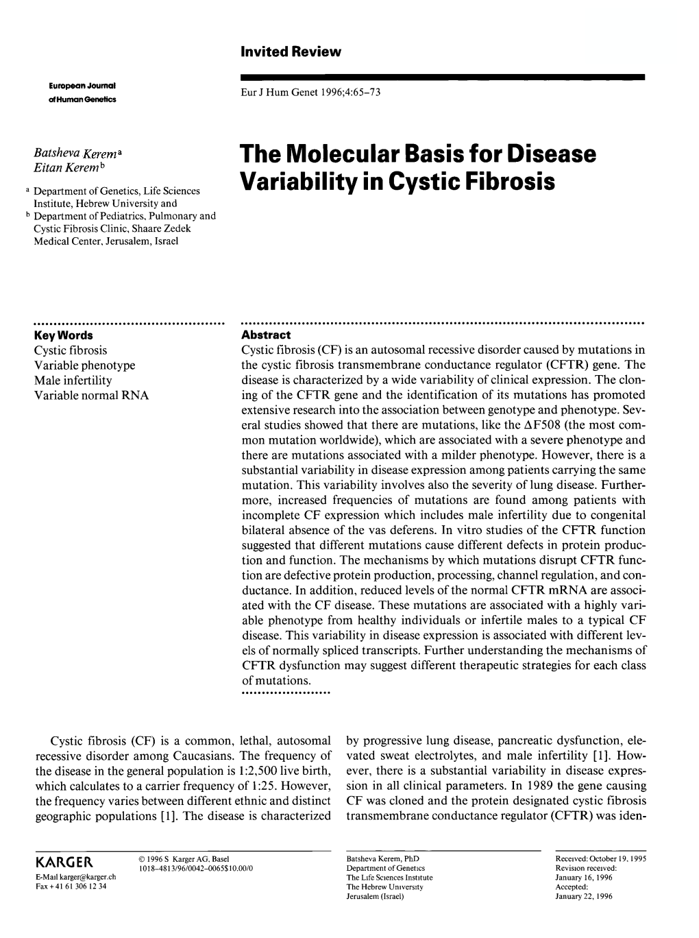 The Molecular Basis for Disease Variability in Cystic Fibrosis