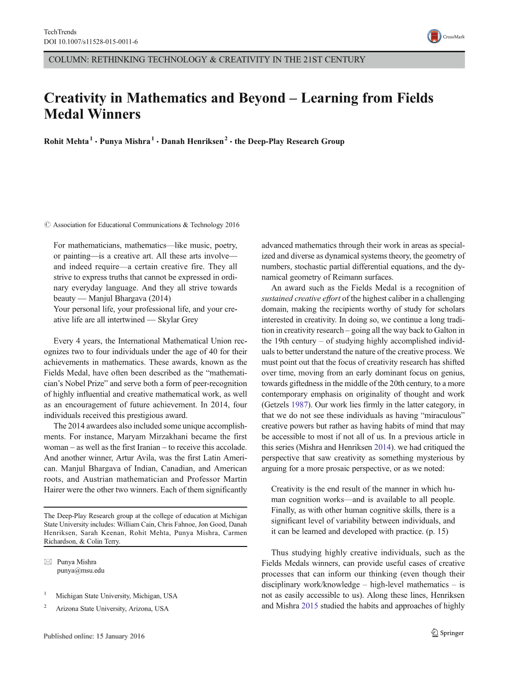 Learning from Fields Medal Winners