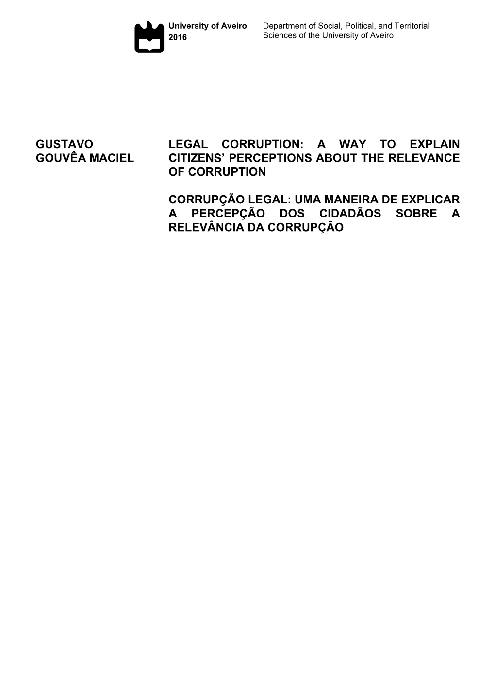 Gustavo Gouvêa Maciel Legal Corruption: a Way To