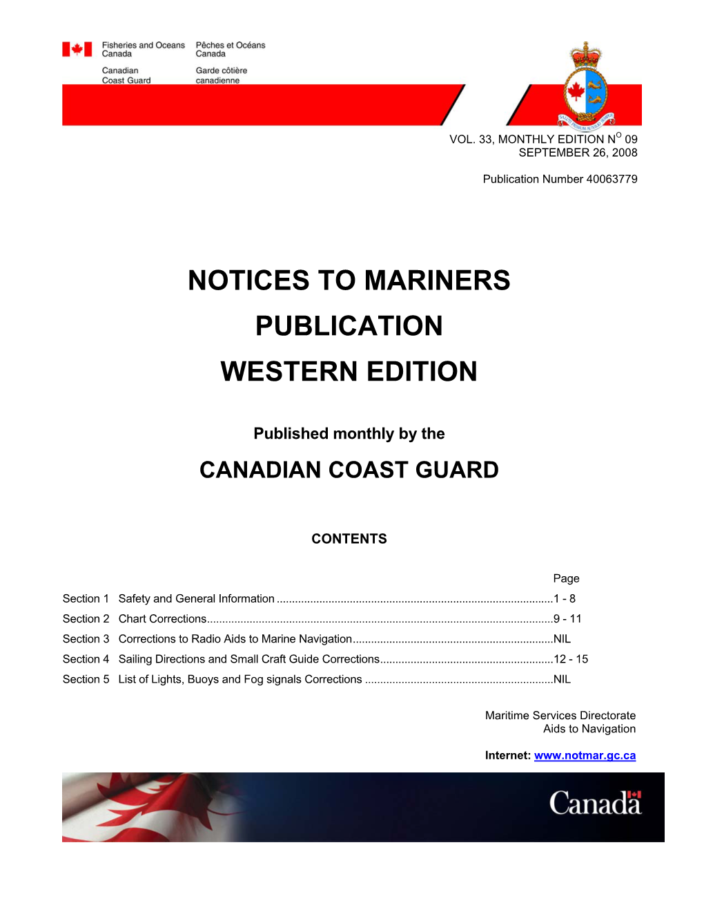 Notices to Mariners Publication Western Edition