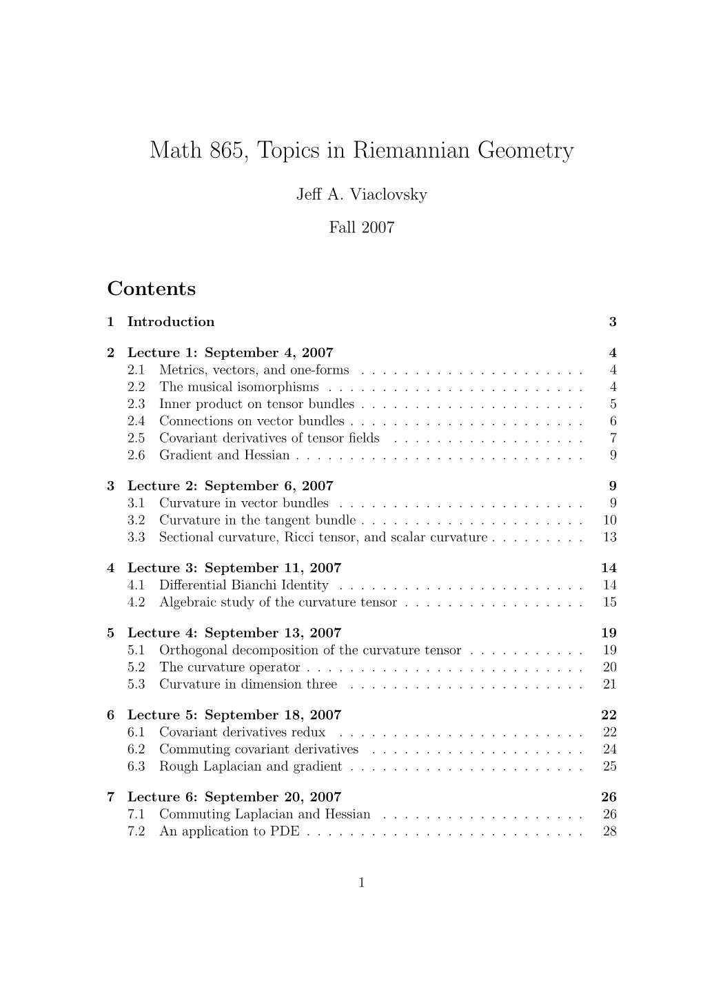 Math 865, Topics in Riemannian Geometry