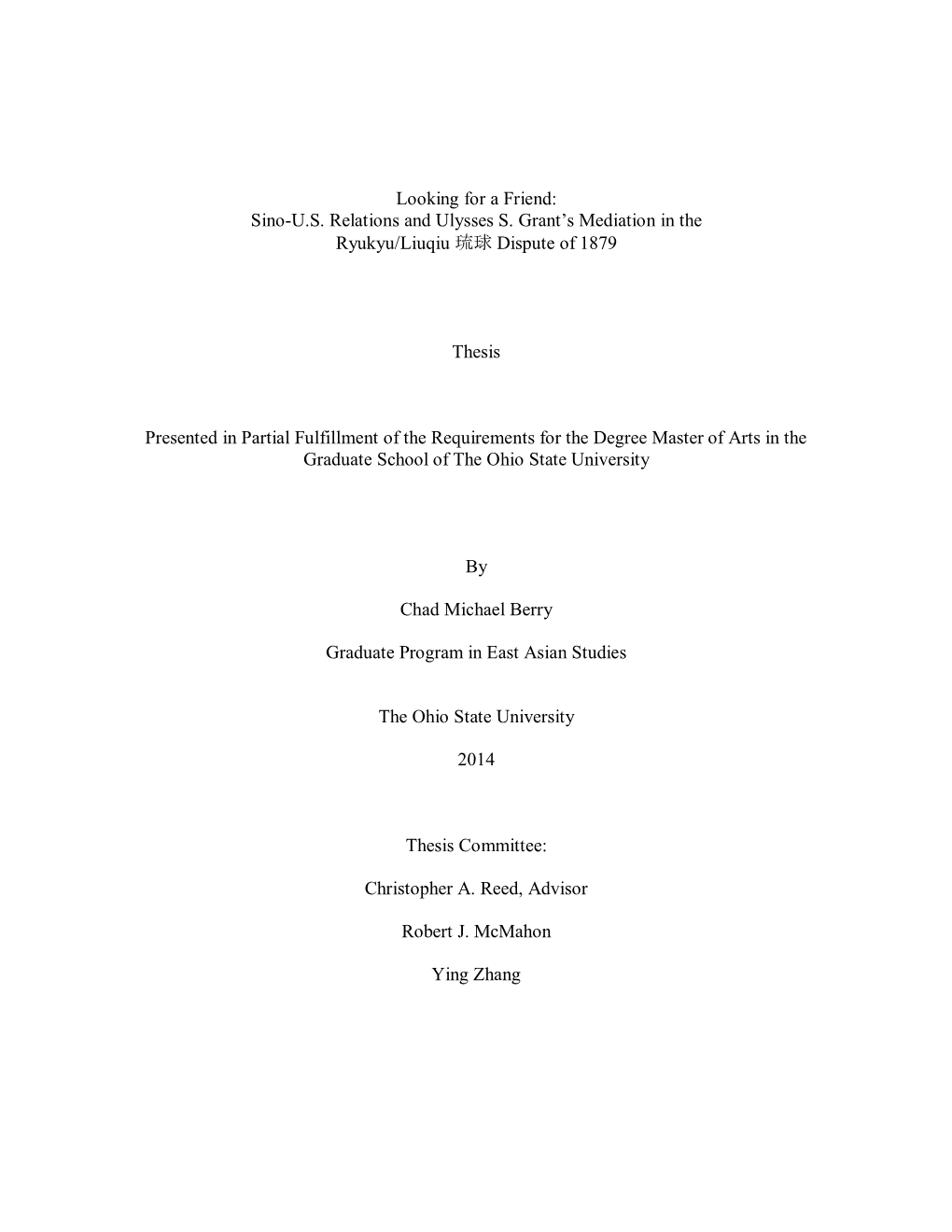 Sino-US Relations and Ulysses S. Grant's Mediation